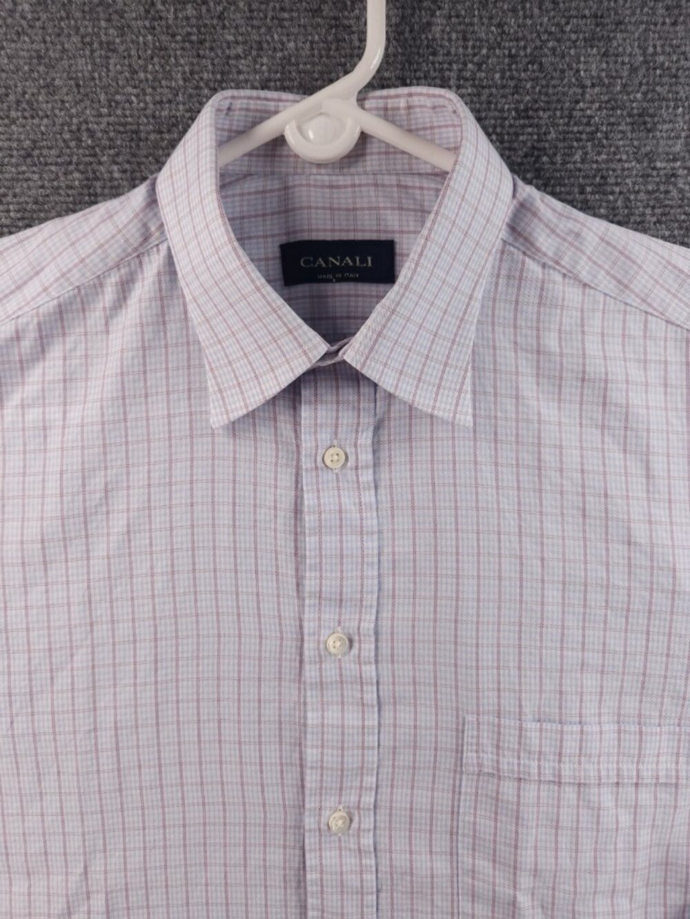 Canali Blue Purple Italy Check All Cotton 15.5 Button Up Luxury Long Sleeve Men